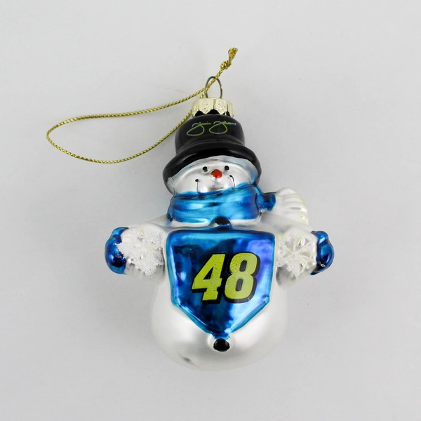 Jimmie Johnson 48 NASCAR Christmas Ornament Snowman Blown Glass