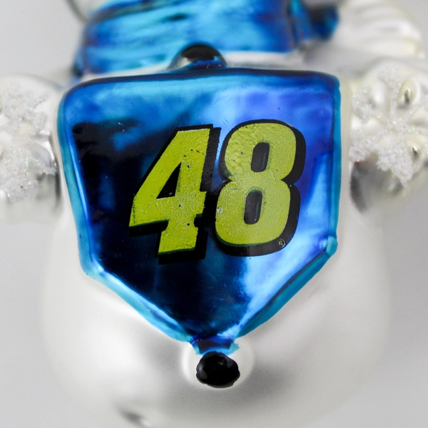 Jimmie Johnson 48 NASCAR Christmas Ornament Snowman Blown Glass
