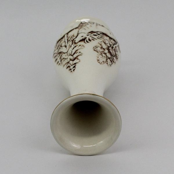 Ceramic Pottery Vase Elk Bull and Cow Forest Scene 10.5"