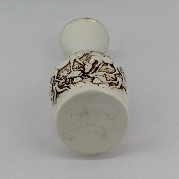 Ceramic Pottery Vase Elk Bull and Cow Forest Scene 10.5"