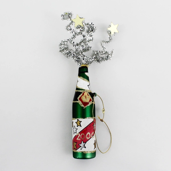 Vintage Y2K Champagne Bottle Christmas Ornament