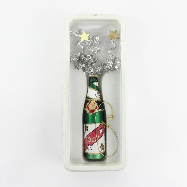 Vintage Y2K Champagne Bottle Christmas Ornament