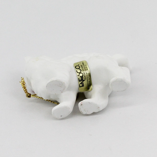 Vtg 1985 Enesco white Ceramic Cat Ornament 2"