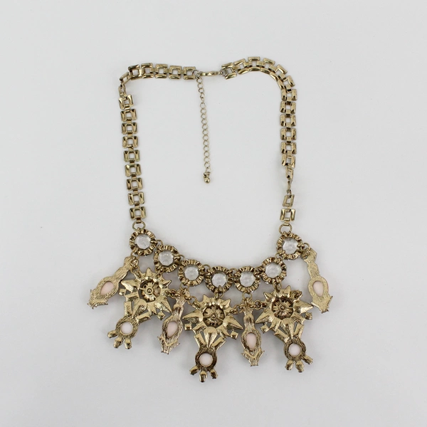 Vintage Bib Style Costume Jewelry Rhinestone and Bead Necklace 21"