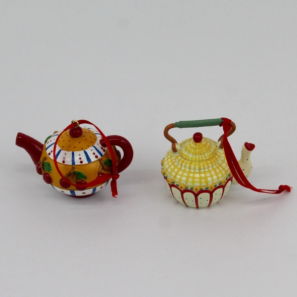 2 Mary Engelbreit Miniature 1997 Hanging Teapot Christmas ornaments