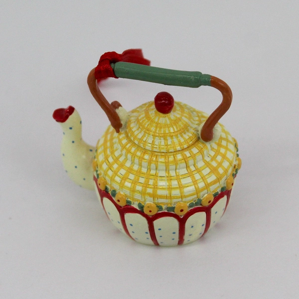 2 Mary Engelbreit Miniature 1997 Hanging Teapot Christmas ornaments