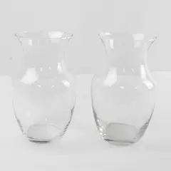 Lot Of 2 Matching Unbranded Clear Glass Decorative Bouquet Vases 8" Tall