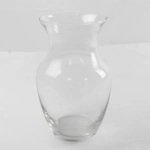 Lot Of 2 Matching Unbranded Clear Glass Decorative Bouquet Vases 8" Tall