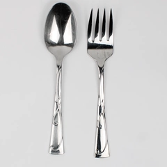Lot of 2 Towle Blossom 18/10 Stainless Glossy Swirls Serving Spoon & Fork