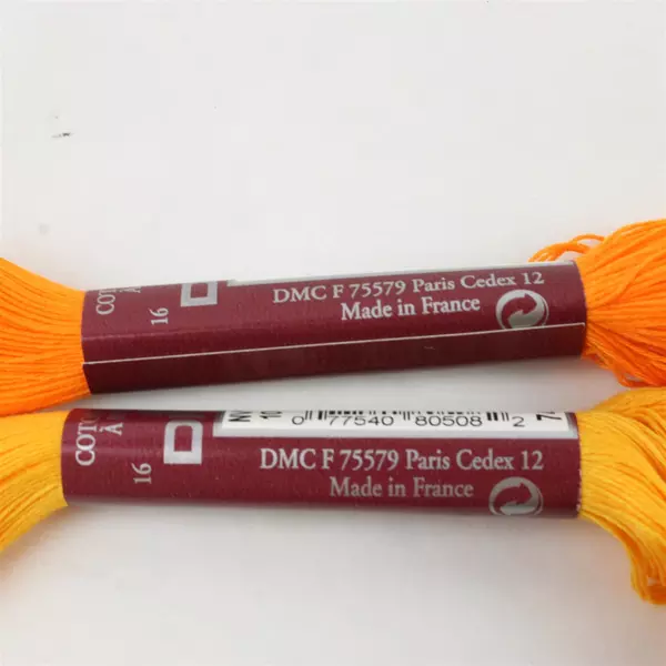 Lot of 2 DMC Embroidery Cotton Thread Orange Yellow NV16 10g, New 