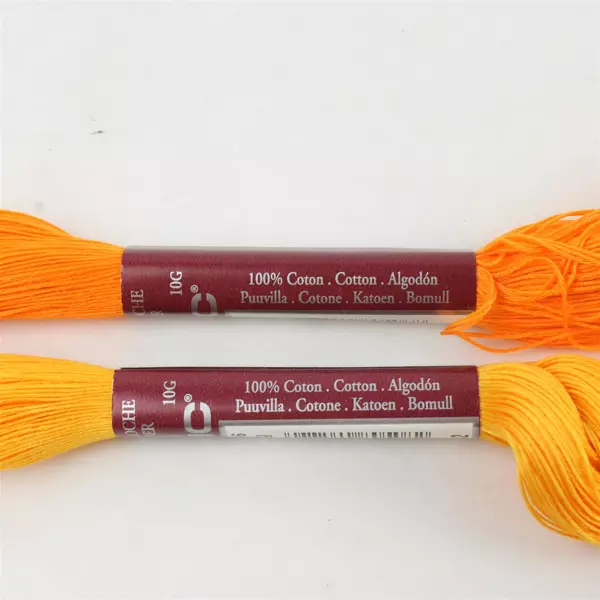 Lot of 2 DMC Embroidery Cotton Thread Orange Yellow NV16 10g, New 