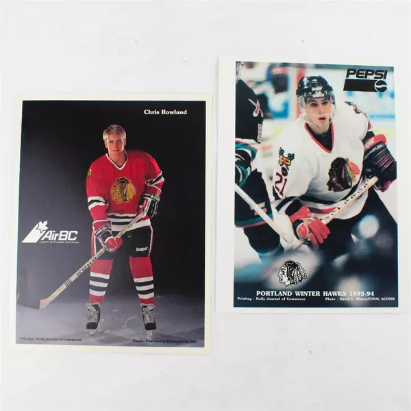 Lot of 2 Portland Winterhawks 8x10 Photos Chris Rowland + Unidentified Player
