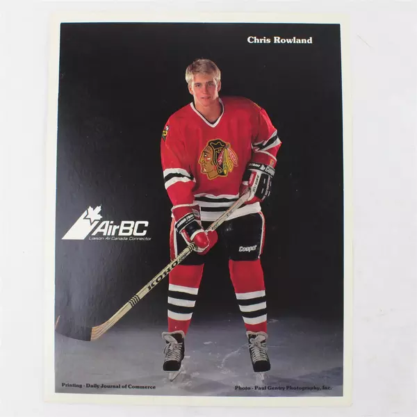 Lot of 2 Portland Winterhawks 8x10 Photos Chris Rowland + Unidentified Player