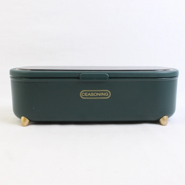 Ceasoning Box 4 Compartments Spice Organizer with Lid and 4 Spoons 