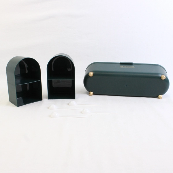 Ceasoning Box 4 Compartments Spice Organizer with Lid and 4 Spoons 