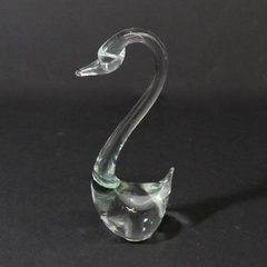 Vintage Tall Elegant Clear Glass Swan Figurine 8.75 Inch