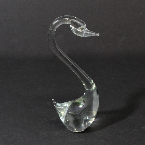 Vintage Tall Elegant Clear Glass Swan Figurine 8.75 Inch