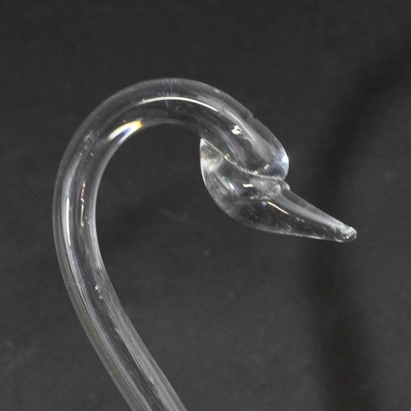 Vintage Tall Elegant Clear Glass Swan Figurine 8.75 Inch