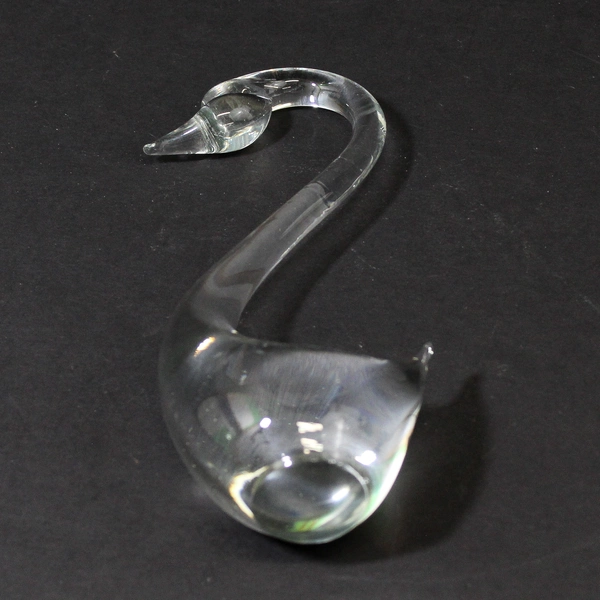 Vintage Tall Elegant Clear Glass Swan Figurine 8.75 Inch