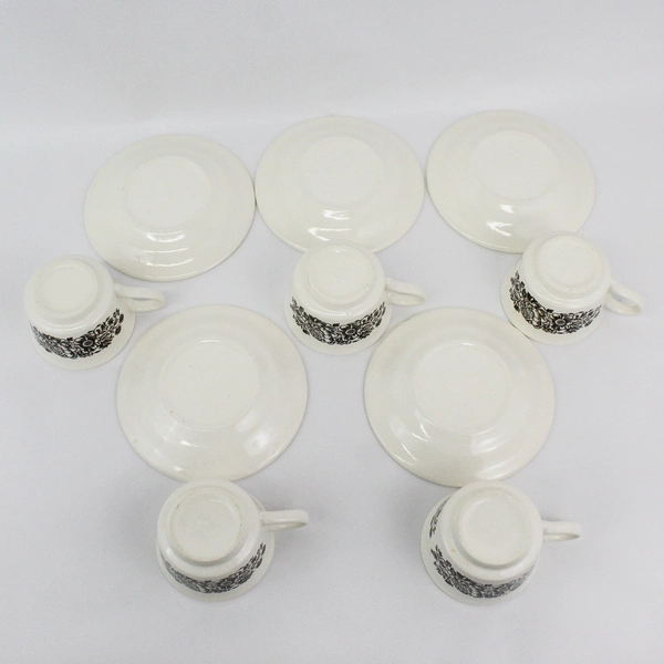 Set of 5 Sussex By Royal Ironstone Cups & Saucers White Brown Floral Pattern