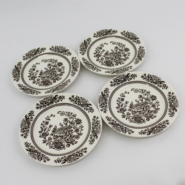 Set of 4 Sussex by Royal USA Ironstone Brown Floral Bread & Butter Plate 6.5 in