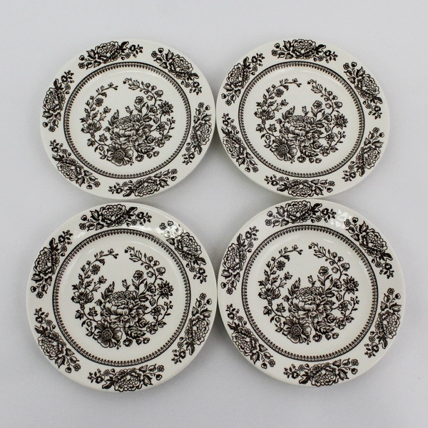 Set of 4 Sussex by Royal USA Ironstone Brown Floral Bread & Butter Plate 6.5 in