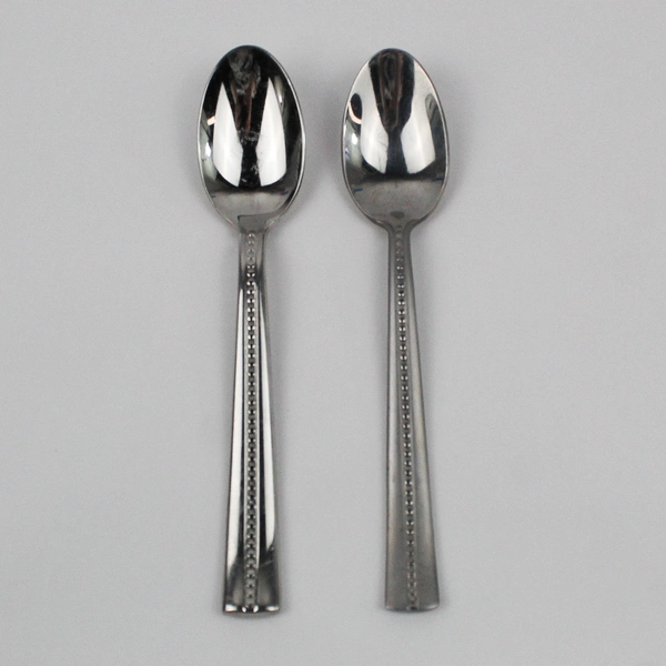 Lot of 2 Cambridge Independence Sand Soup Spoons (Tablespoons) Glossy Frosted