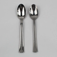 Lot of 2 Cambridge Independence Sand Soup Spoons (Tablespoons) Glossy Frosted