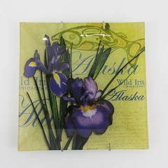 Decorative Glass Plate Alaska Wild Iris 8" Plate Hanger Included