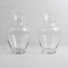 Lot Of 2 Unbranded/Unmarked Matching Clear Glass Bouquet Vases 9" Tall