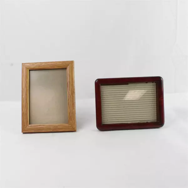 Lot of 2 Wooden Photo Frames 5"x7" Each Cherry Wood and Brown 