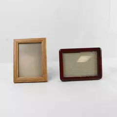 Lot of 2 Wooden Photo Frames 5"x7" Each Cherry Wood and Brown 