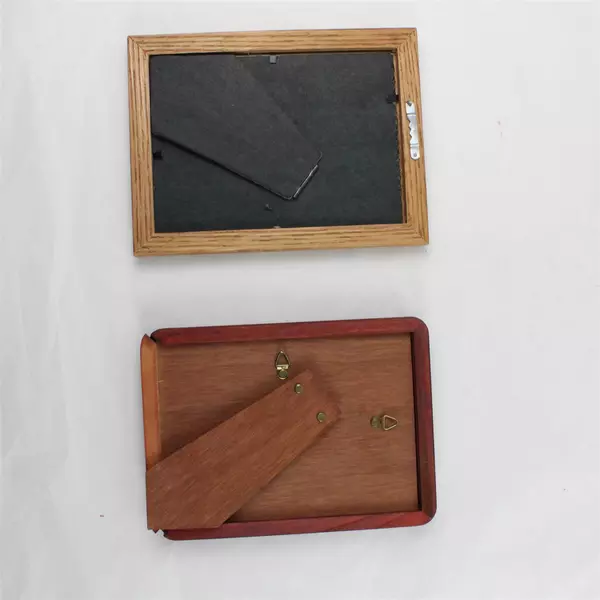Lot of 2 Wooden Photo Frames 5"x7" Each Cherry Wood and Brown 