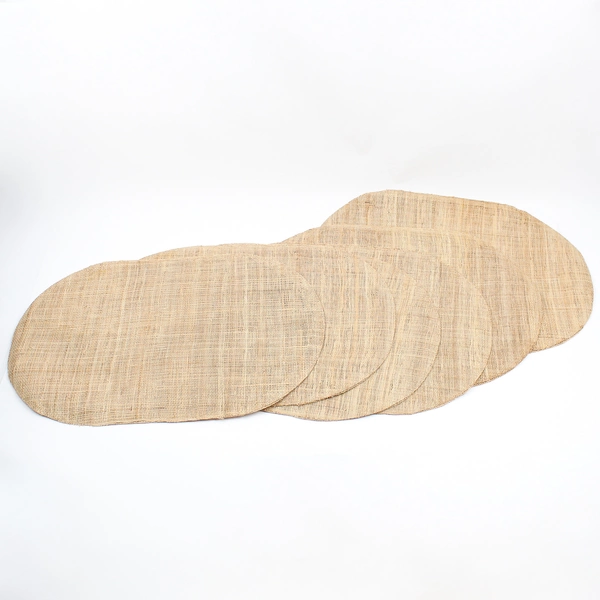 Set of 6 Vintage Woven Burlap Placemats Embroidered Birds