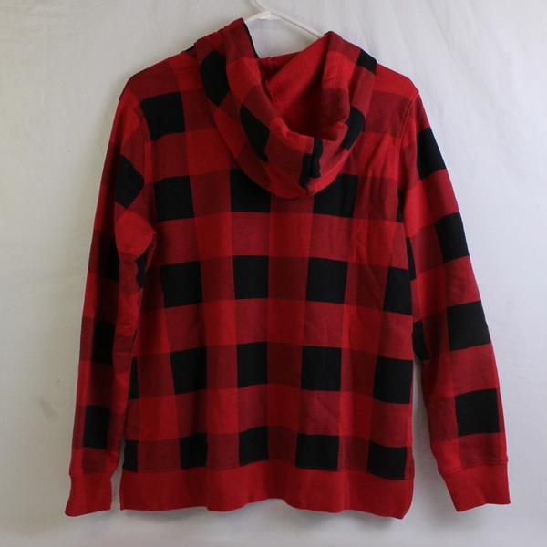 Old Navy Women's L Black and Red Plaid Pullover Long Sleeve Hoodie