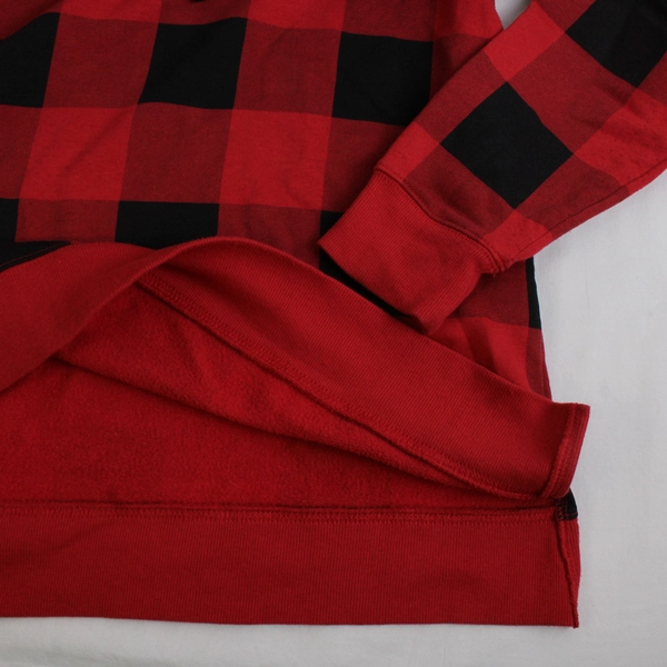 Old Navy Women's L Black and Red Plaid Pullover Long Sleeve Hoodie