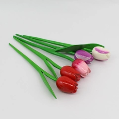 5 Wooden Colorful Tulip Floral Decor Pieces 13.25” L