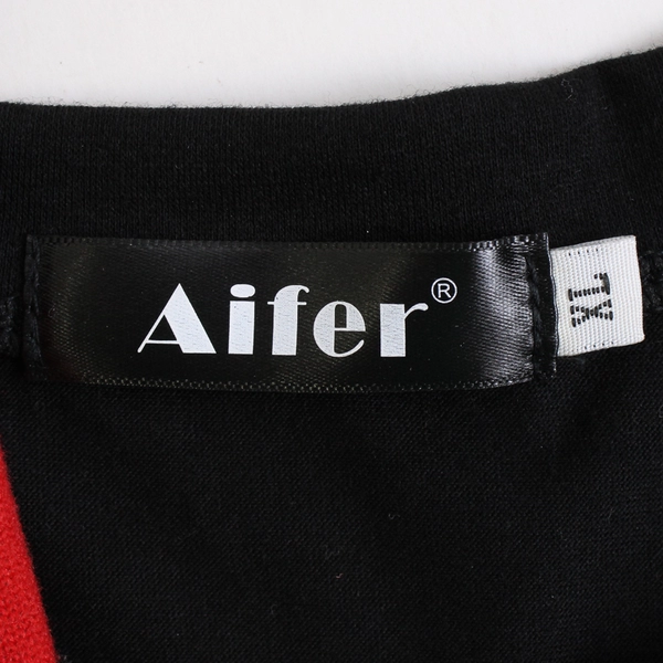 Aifer Women's XL Black with Red Plaid Long Sleeve Sleep Shirt