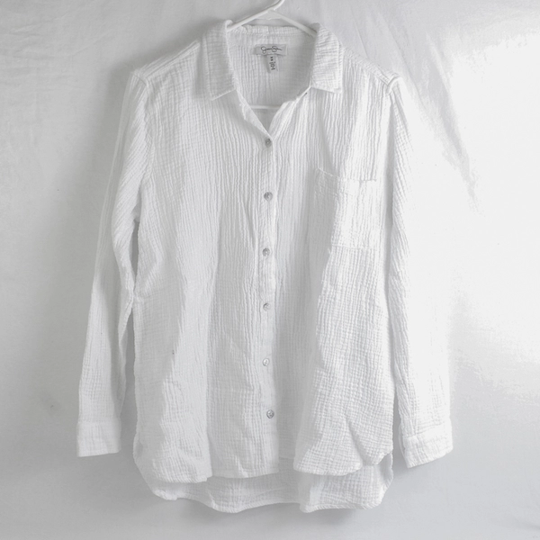 Jessica Simpson Women's M White 100% Cotton Button Up Long Sleeve Shirt