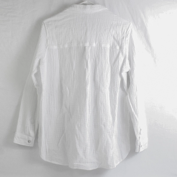 Jessica Simpson Women's M White 100% Cotton Button Up Long Sleeve Shirt