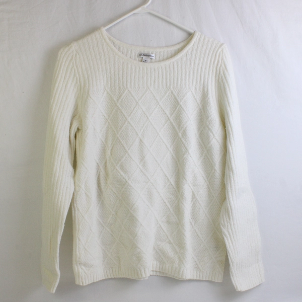 Croft & Barrow Women's M Ivory Knit Long Sleeve Pullover Sweater