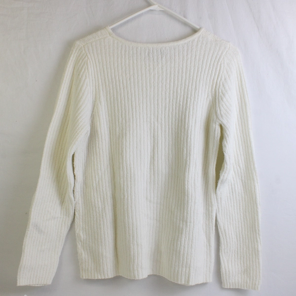 Croft & Barrow Women's M Ivory Knit Long Sleeve Pullover Sweater