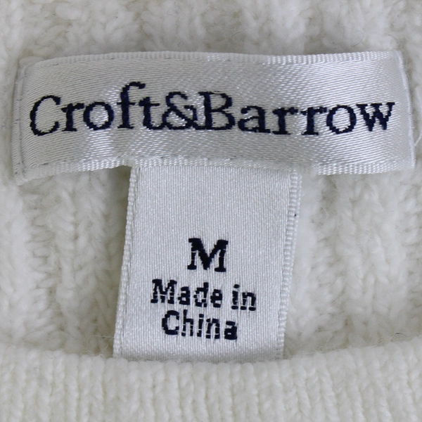 Croft & Barrow Women's M Ivory Knit Long Sleeve Pullover Sweater
