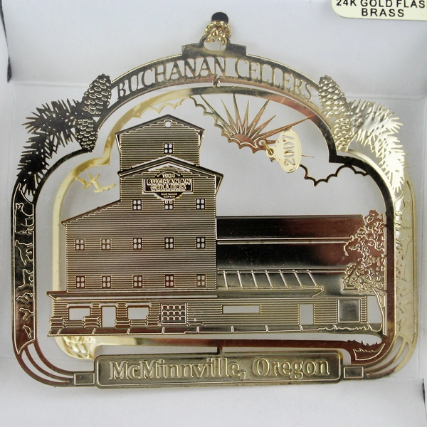  McMinnville OR Buchanan Cellars Solid Brass Ornament 2" Annual Collector