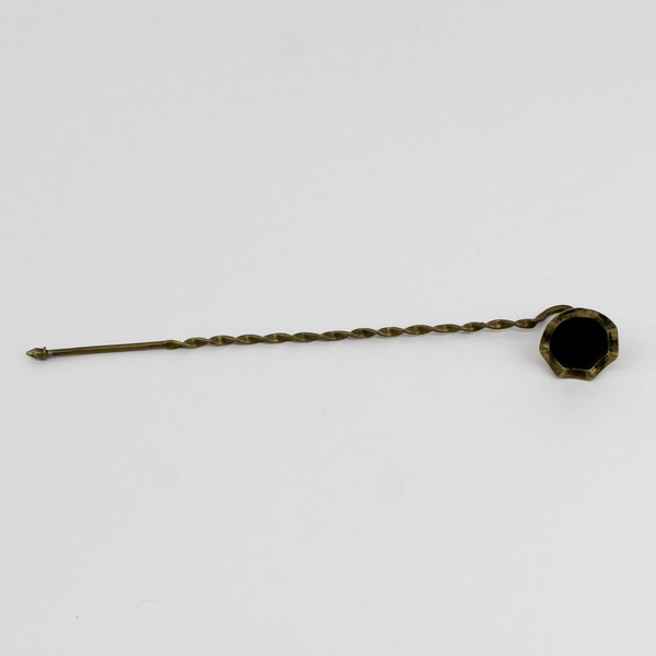 Brass Candle Snuffer with Metal Decorative Ribbed Ornate Flourish Handle