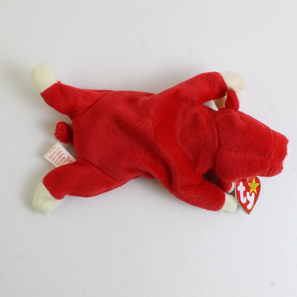 TY Beanie Babies Snort 1995 Red Bull Cow With Tag Plush Doll Toy