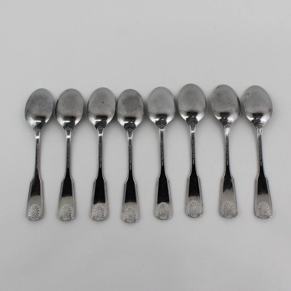 8 Serco SEA SHELL Stainless TEASPOONS  6 1/4" Japan 