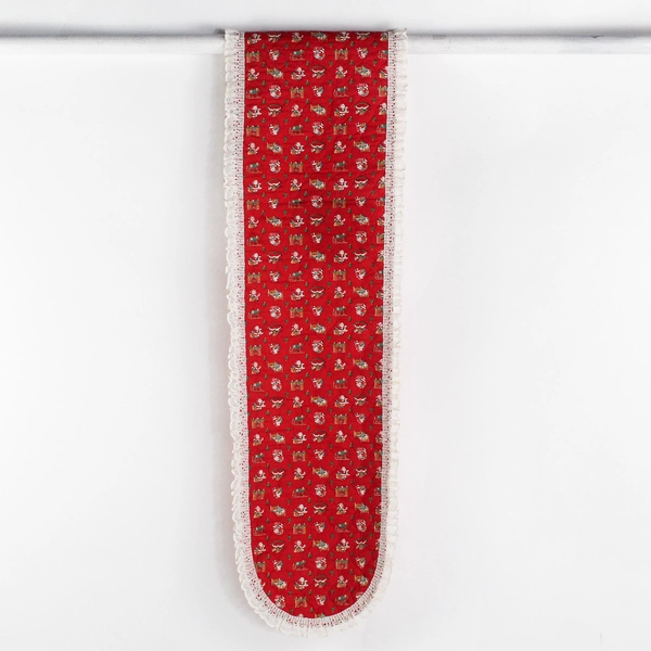 Unbranded Red/White Santa Claus & Christmas Tree Table Runner Lace Trim 66"x13"