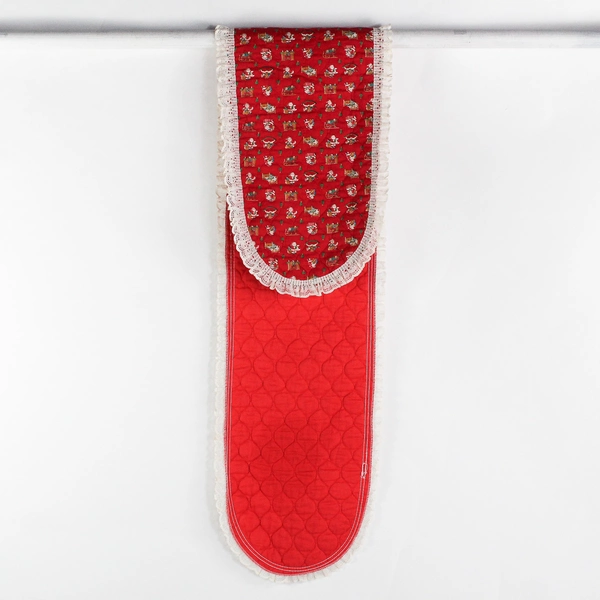 Unbranded Red/White Santa Claus & Christmas Tree Table Runner Lace Trim 66"x13"