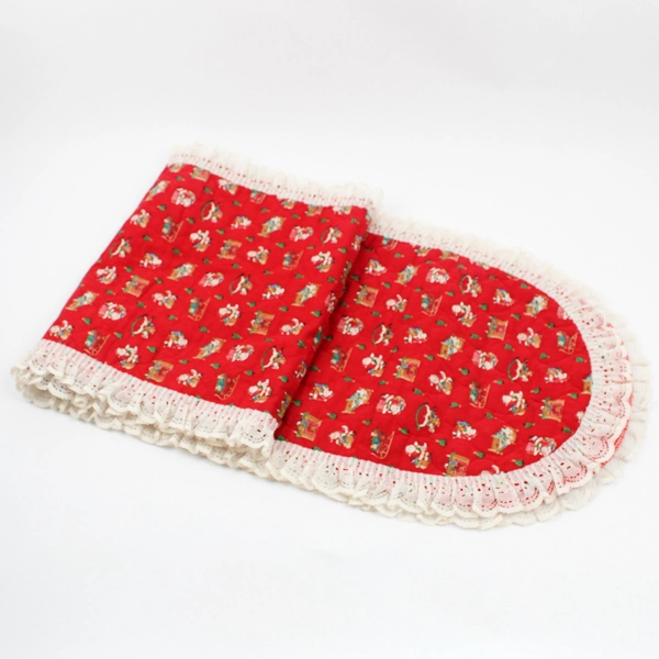 Unbranded Red/White Santa Claus & Christmas Tree Table Runner Lace Trim 66"x13"